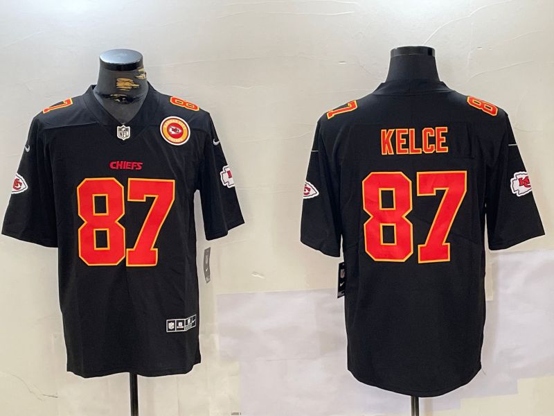 Men Kansas City Chiefs #87 Kelce Black 2024 Nike Vapor Limited NFL Jersey style 2